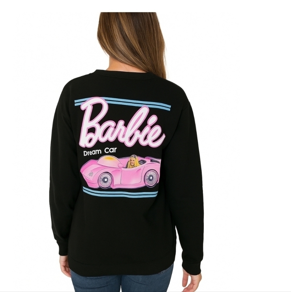Barbie Womens Black Retro Inspired Dream Car Sweatshirt L